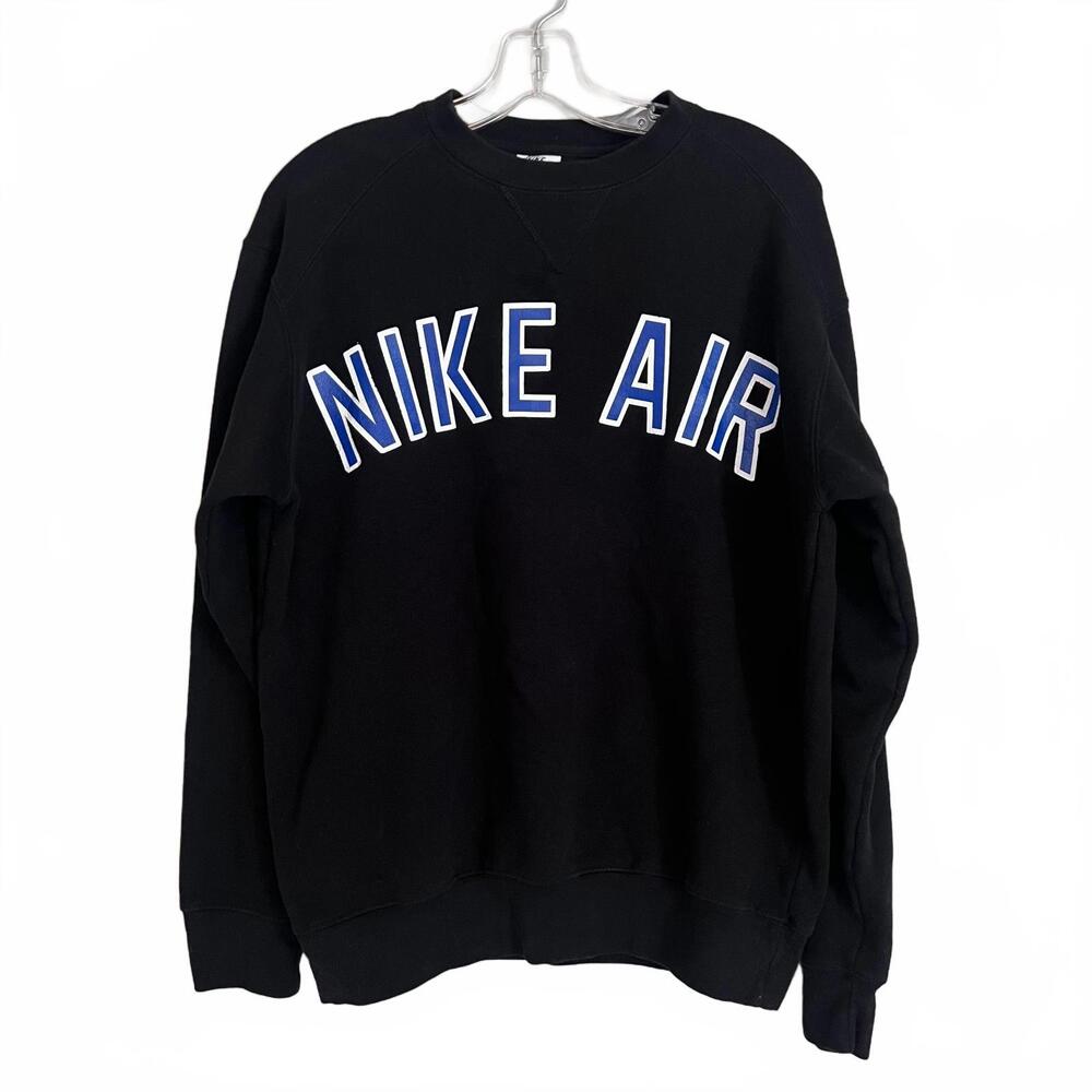 Nike Air Black Crewneck Sweatshirt Small Unisex Blue White Logo Pullover